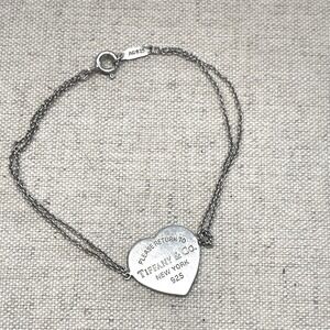 Tiffany & Co Return to Tiffany Heart Tag Bracelet 925 Silver Double Chain